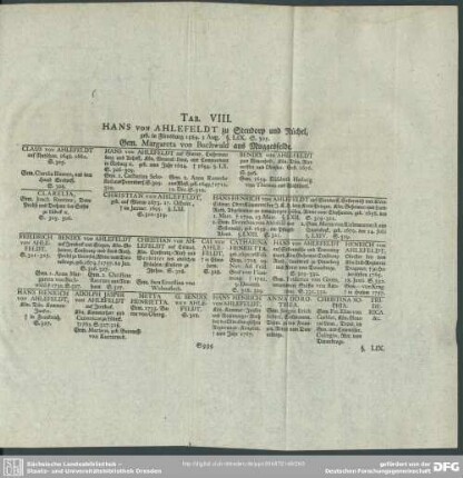 Tab. VIII. Hans von Ahlefeldt ...