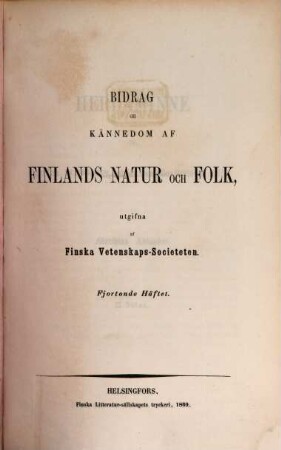 Bidrag till kännedom av Finlands natur och folk, 14. 1869