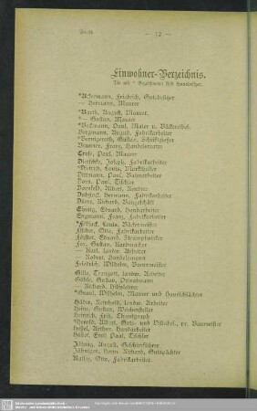 Einwohnerverzeichnis : Einwohner-Verzeichnis