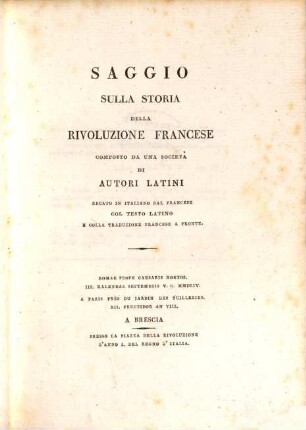 Saggio sulla storia della Rivoluzione Francese