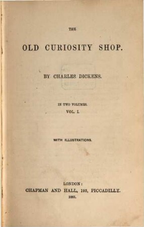 Works of Charles Dickens. 7, The old curiosity shop ; 1
