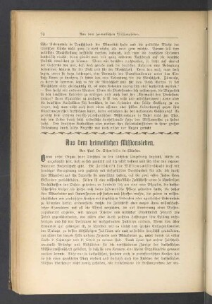 Aus dem Heimatlichen Missionsleben