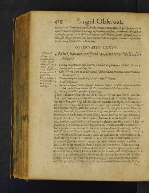 Observatio LXXXV. An in Citatione necessariò causa, vel tenor libelli inseri debeat?