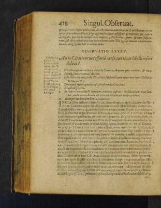 Observatio LXXXV. An in Citatione necessariò causa, vel tenor libelli inseri debeat?