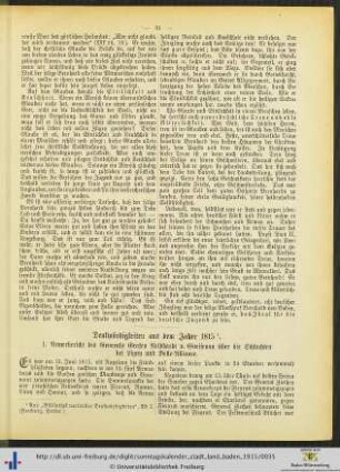 1. Armeebericht über die Schlachten bei Ligny und Belle-Alliance.