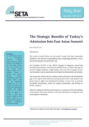 The strategic benefits of Turkey's admission into East Asian Summit
