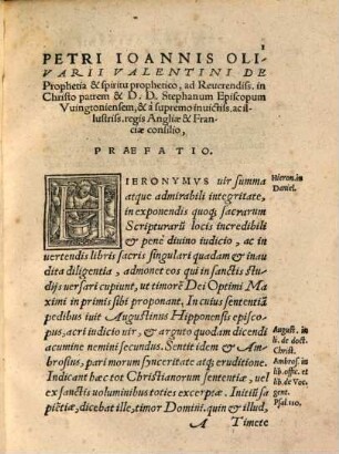 Petri Ioannis Olivarii Valentini De prophetia et spiritu prophetico liber lectu dignissimus