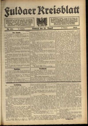 Ausgabe vom Mittwoch, den 20. August 1913.