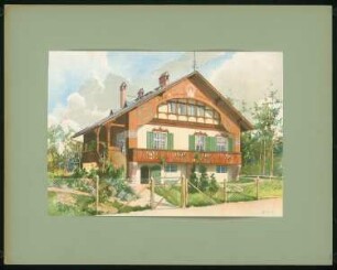 Villa, Berlin-Nikolassee: Ansicht (aus: Moderne Villen in Meisteraquarellen, hrsg. von Gebr. R. Völkel, 1903-04)