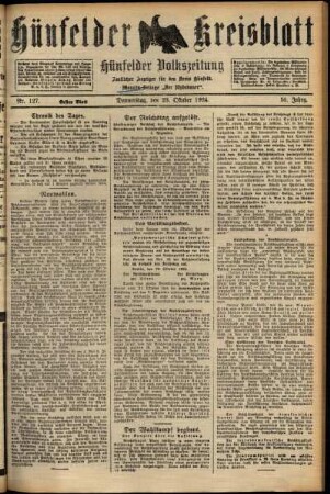 Erste Ausgabe vom Donnerstag, den 23. Oktober 1924.