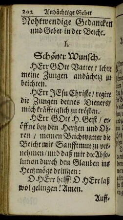 Nohtwendige Gedancken und Gebet in der Beicht.