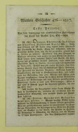 Mittlere Geschichte 476 - 1517