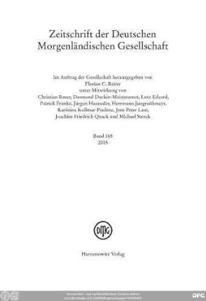 Bd. 165 (2015): Zeitschrift der Deutschen Morgenländischen Gesellschaft : ZDMG