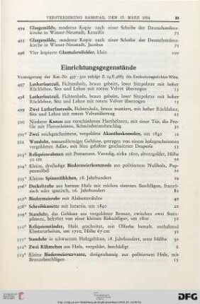 Einrichtungsgegenstände (Nr. 497-556)