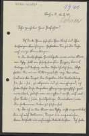 Brief von Alfons Lehner an Sebastian Killermann