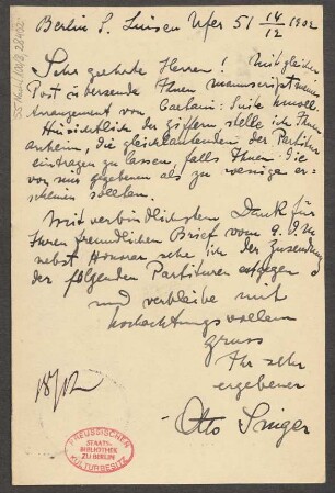Brief an B. Schott's Söhne : 14.12.1902