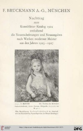 Nachtrag zum Kunstblätter-Katalog 1924
