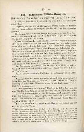 III. Kleinere Mittheilungen