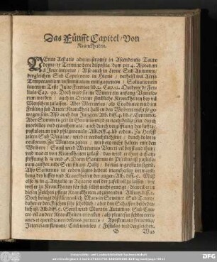 Das Fünfft Capitel/ Von Kranckheiten.