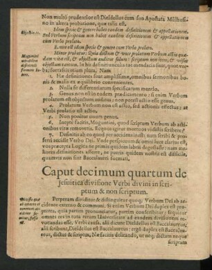 Caput decimum quartum de Jesuitica divisione Verbi divini in scriptum & non scriptum.
