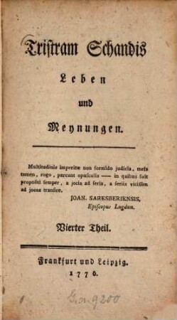 Tristram Schandis Leben und Meynungen. 4