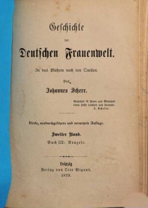 Geschichte der deutschen Frauenwelt : in 3 Büchern nach den Quellen. 2, Buch III : Neuzeit