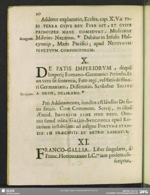 X. De Fatis Imperiorum