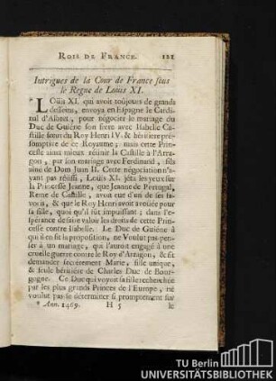 Intrigues de la Cour de France sous le Regne de Louїs XI.