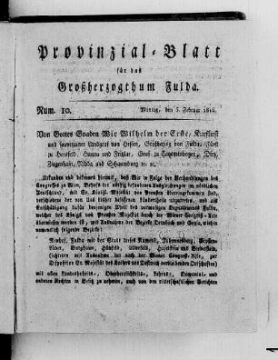 Num. 10., Ausgabe vom 5. Februar 1816
