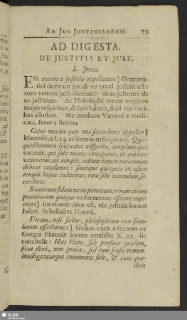 Ad Digesta De Justitia Et Jure