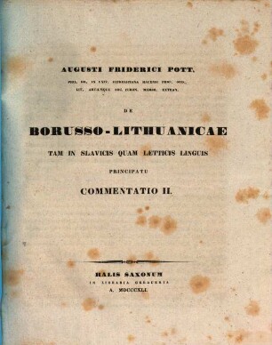 De lithuano-borussicae in slavicis letticisque linguis principatu : Commentatio. 2