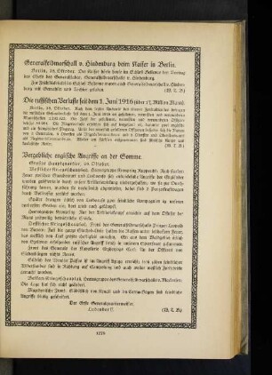 Generalfeldmarschall v. Hindenburg beim Kaiser in Berlin.