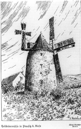 Hirschstein-Prausitz. Holländermühle, aus: Bunte Bilder aus dem Sachsenlande 1927