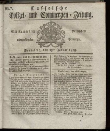 Nr. 7, Sonnabend, den 23sten Januar 1819