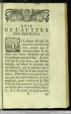 Avis De L' Auteur Des Sermons