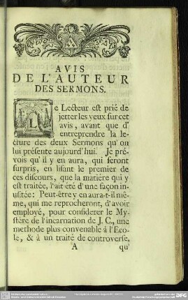 Avis De L' Auteur Des Sermons
