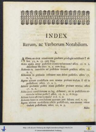 Index Rerum ac Verborum Notabilium.