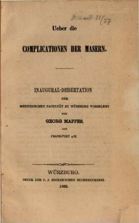 Ueber die Complicationen der Masern