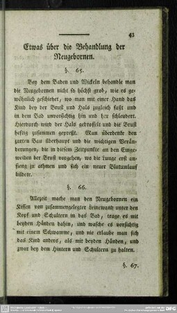 Etwas über die Behandlung der Neugebornen