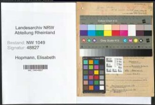 Entnazifizierung Elisabeth Hopmann , geb. 13.02.1898 (Lehrer)