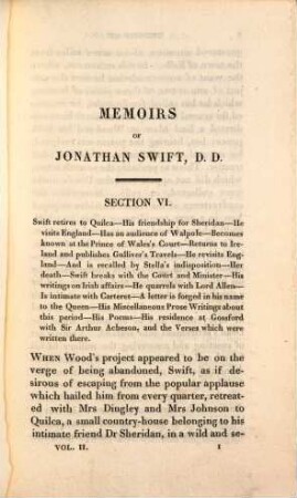 Memoirs of Jonathan Swift, D. D. Dean of St. Patrick's, Dublin : in two volumes, 2