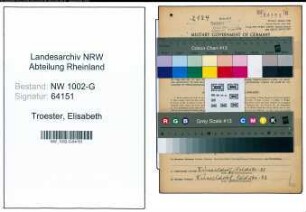 Entnazifizierung Elisabeth Troester, geb. 23.10.1882 (Schneiderin)