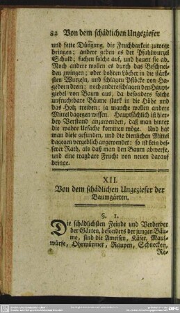 XII. Von dem schädlichen Ungeziefer der Baumgärten