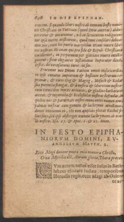 In Festo Epiphaniorum Domini ...