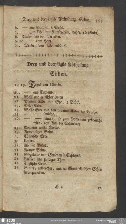 Drey und dreyßigste Abtheilung. Erden