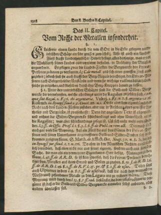 Das II. Capitel. Vom Recht der Metallen insonderheit