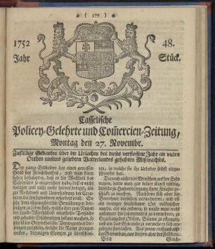48. Stueck, Montag den 27. Novembr. 1752