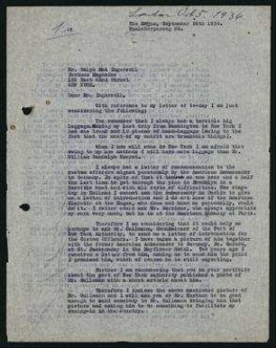 Brief aus London an Ralph Mc Allister Ingersoll, Fortune Magazine