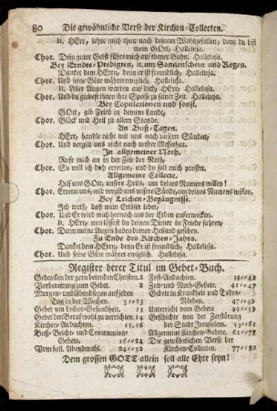 Register derer Titul im Gebet-Buch.