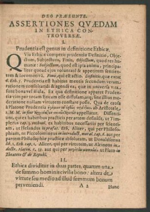 Assertiones Quaedam In Ethica Controversae.